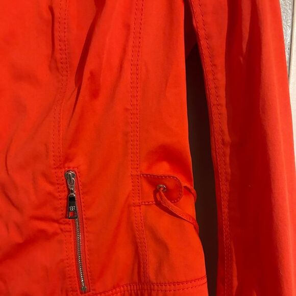 BASLER coral light weather moto jacket w zipper accents tie waist detail. Sz M - Picture 5 of 12
